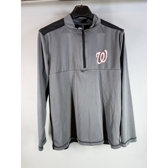 Washington Nationals MLB Majestic Mens Medium 1/4 Zip Gray Pullover - Picture 1 of 11